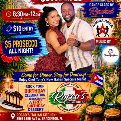 Lively Latin dance floor at Rocco's Italian Kitchen & Bar