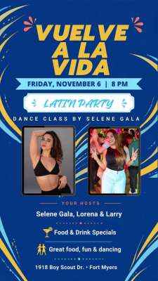 Vuelve a La Vida at Authentic Mexican restaurant and lively venue in Fort Myers hosting Latin dance nights and weekly events.